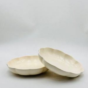 Elegant Scalloped Ceramic Dessert Plate