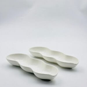 Ceramic Triple Section Snack Serving Plate 27CM