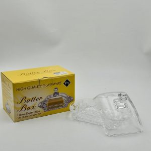 Crystal Glass Butter Dish with Lid