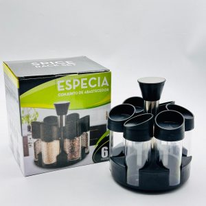 6-Piece Rotating Spice Rack Set with Plastic Jars