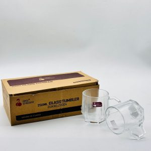 250ml Glass Tumbler Mug with Handle – Clear (Red Cherry) 1PCS