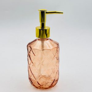 Luxury Glass Soap Dispenser – Gold Pump (Diamond Design)