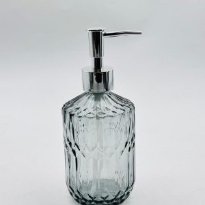 Premium Glass Soap Dispenser – Silver Pump (Vintage Cut Design)