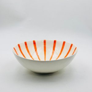Ceramic Rice Bowl – Orange Stripe Design 28CM