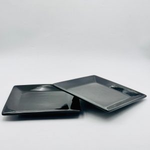 Square Ceramic Side Plate – Black 22CM