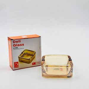 Square Glass Ashtray – Amber Tint