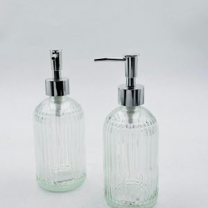 Ribbed Glass Soap Dispenser Bottle