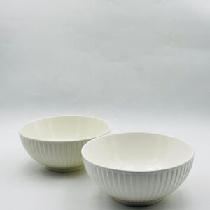White Ribbed Ceramic Bowl