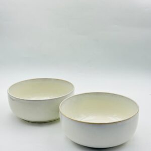 Grey Ceramic Bowl with Gold-Tone Rim
