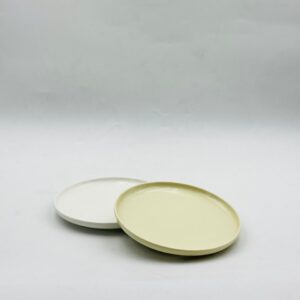 Round Ceramic Side Plate – White & Cream