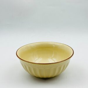 Yellow Ceramic Serving Bowl with Brown Rim – Large